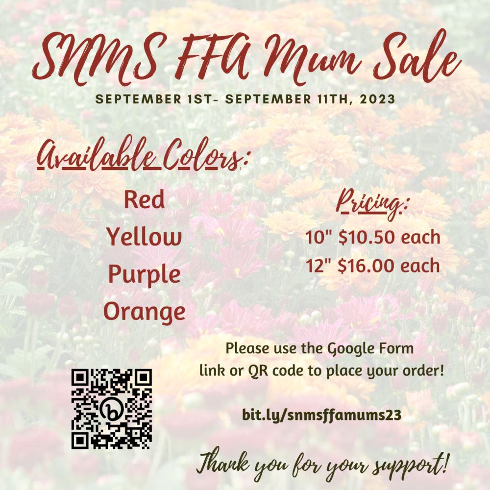 SNMS Mum Sale Southern Nash Middle School