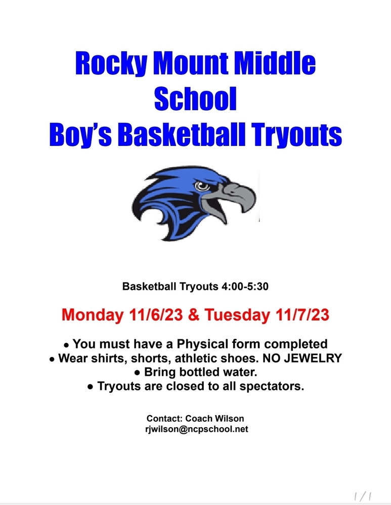 Basketball tryouts 2023 rocky mount middle school