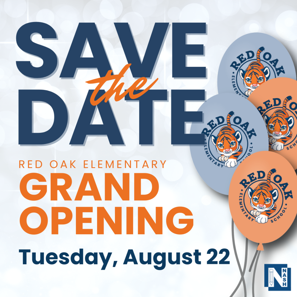 save the date red oak elementary grand opening